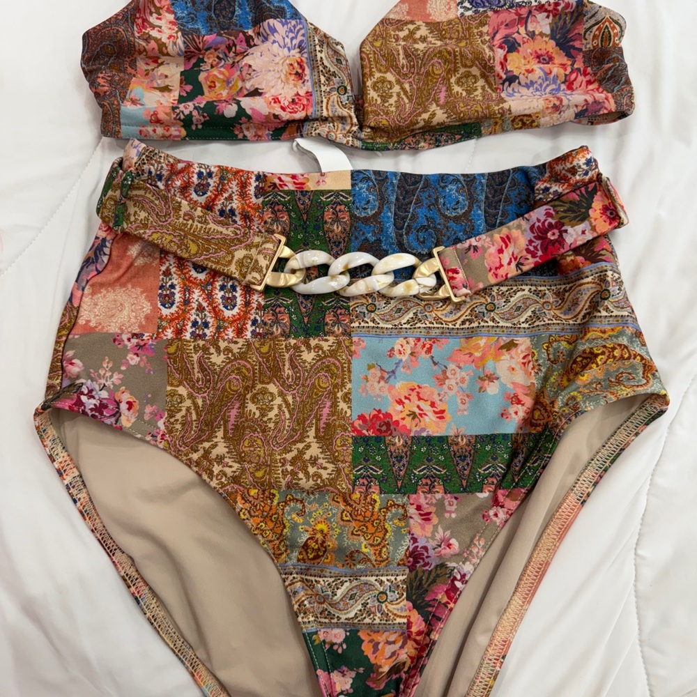 Zimmermann Colorful Patchwork Bikini Set Size 1 - image 1